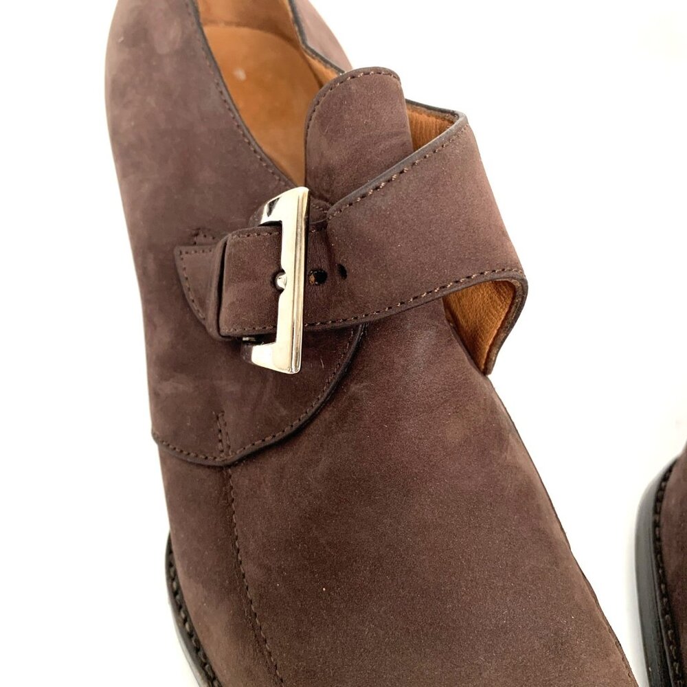 Faconnable Womens Buckle Pilgrim Shoes Brown Suede Size 6B Leather Vibram Sole - Picture 3 of 15